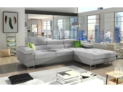 Detail produktu NABBI Alkazar P rohová sedačka s rozkladom a úložným priestorom svetlosivá / sivá / vzor