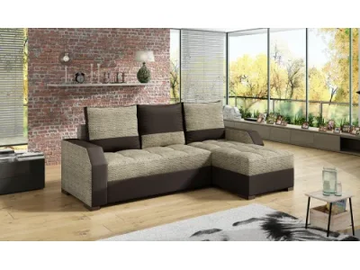 NABBI Asti L/P rohová sedačka s rozkladom a úložným priestorom cappuccino / tmavohnedá