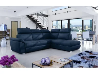 Detail produktu NABBI Leren P rohová sedačka s rozkladom a úložným priestorom tmavomodrá (Monolith 77)