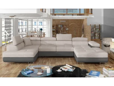 NABBI Rossano U L rohová sedačka u s rozkladom svetlosivá / sivá