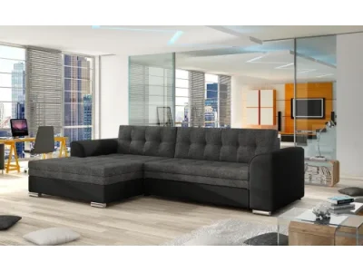 NABBI Caltanis L rohová sedačka s rozkladom sivá (Sawana 05) / čierna (Soft 11)