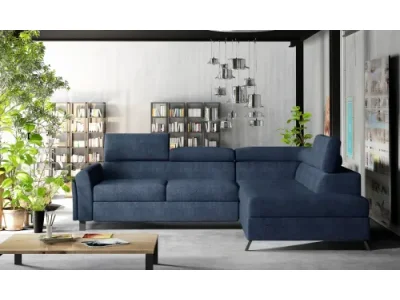 NABBI Korense P rohová sedačka s rozkladom a úložným priestorom modrá