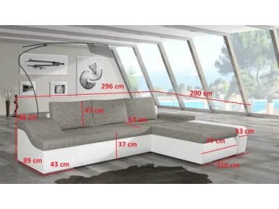 Detail produktu NABBI Oristano L rohová sedačka s rozkladom a úložným priestorom modrá / sivá