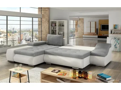 Detail produktu NABBI Oristano L rohová sedačka s rozkladom a úložným priestorom modrá / sivá