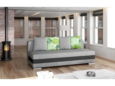 NABBI Copparo rozkladacia pohovka s úložným priestorom svetlosivá / čierna / vzor