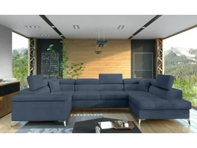 NABBI Torres U L rohová sedačka u s rozkladom a úložným priestorom modrá
