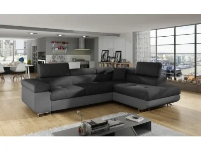 NABBI Almero P rohová sedačka s rozkladom a úložným priestorom tmavosivá / sivá