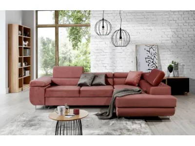 NABBI Almero P rohová sedačka s rozkladom a úložným priestorom bordová