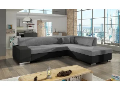 NABBI Pinero P rohová sedačka s rozkladom a úložným priestorom svetlosivá / čierna