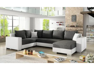 NABBI Mariano L rohová sedačka u s rozkladom a úložným priestorom sivá (Sawana 05) / biela (Soft 17)