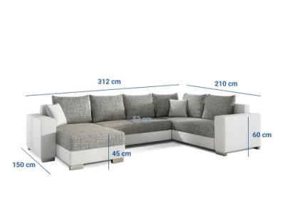 Detail produktu NABBI Mariano L rohová sedačka u s rozkladom a úložným priestorom sivá (Sawana 05) / biela (Soft 17)