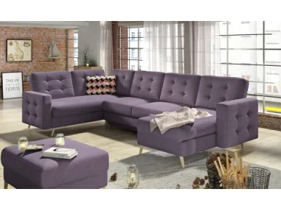 NABBI Aveza U L/P rohová sedačka u s rozkladom fialová / vzor