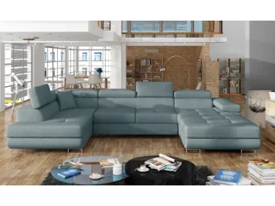 NABBI Rossano U L rohová sedačka u s rozkladom mentolová