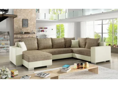 NABBI Mariano P rohová sedačka u s rozkladom a úložným priestorom cappuccino / béžová