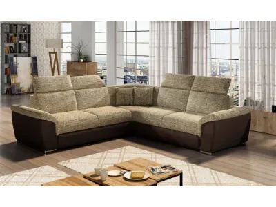 NABBI Feraro L/P rohová sedačka s rozkladom a úložným priestorom cappuccino / tmavohnedá