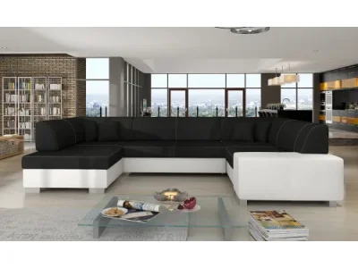 Detail produktu NABBI Halvega P rohová sedačka u s rozkladom a úložným priestorom čierna / biela