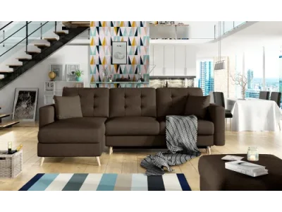 NABBI Aveza L/P rohová sedačka s rozkladom a úložným priestorom hnedá