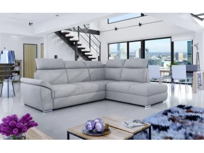 Detail produktu NABBI Leren P rohová sedačka s rozkladom a úložným priestorom svetlosivá (Sawana 21)