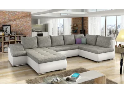 Detail produktu NABBI Grosseto P rohová sedačka u s rozkladom a úložným priestorom sivá (Berlin 01) / biela (Soft 17)