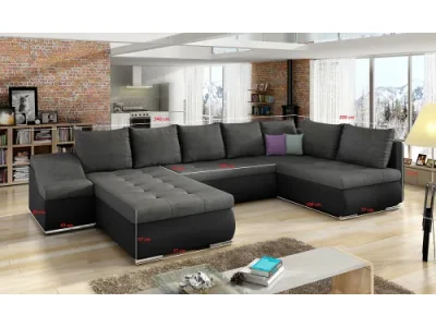 Detail produktu NABBI Grosseto P rohová sedačka u s rozkladom a úložným priestorom sivá (Berlin 01) / biela (Soft 17)