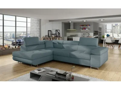 NABBI Almero L rohová sedačka s rozkladom a úložným priestorom mentolová