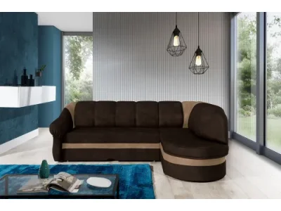 Detail produktu NABBI Belluno P rohová sedačka s rozkladom a úložným priestorom tmavohnedá / hnedá