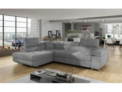 Detail produktu NABBI Almero L rohová sedačka s rozkladom a úložným priestorom svetlosivá (Paros 05)