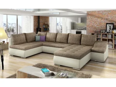 NABBI Grosseto L rohová sedačka u s rozkladom a úložným priestorom cappuccino / béžová