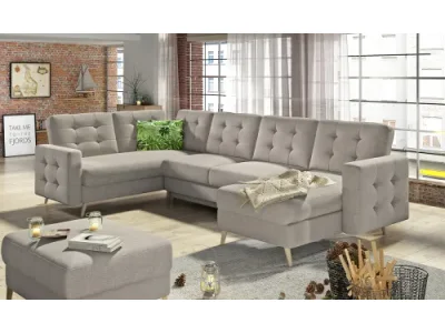 NABBI Aveza U L/P rohová sedačka u s rozkladom svetlohnedá / vzor