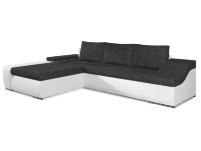 Detail produktu NABBI Oristano L rohová sedačka s rozkladom a úložným priestorom čierna (Berlin 02) / biela (Soft 17)