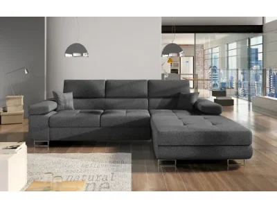 NABBI Alkazar P rohová sedačka s rozkladom a úložným priestorom tmavosivá