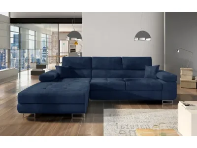 NABBI Alkazar L rohová sedačka s rozkladom a úložným priestorom tmavomodrá