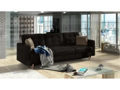 NABBI Aveza 3F rozkladacia trojsedačka s úložným priestorom tmavohnedá / hnedá