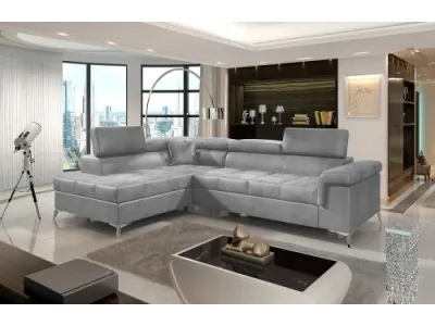 NABBI Enna L rohová sedačka s rozkladom a úložným priestorom svetlosivá (Monolith 84)