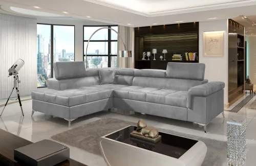 NABBI Enna L rohová sedačka s rozkladom a úložným priestorom svetlosivá (Monolith 84)