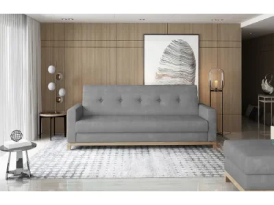 NABBI Soria rozkladacia pohovka s úložným priestorom svetlosivá (Paros 05) / buk