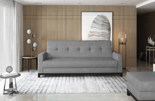 NABBI Soria rozkladacia pohovka s úložným priestorom svetlosivá (Paros 05) / orech