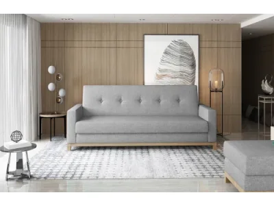 NABBI Soria rozkladacia pohovka s úložným priestorom svetlosivá (Sawana 21) / buk