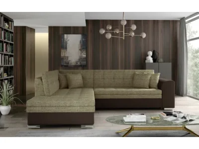 NABBI Pescara L rohová sedačka s rozkladom cappuccino / tmavohnedá