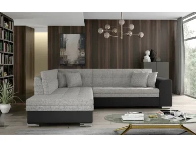 NABBI Pescara L rohová sedačka s rozkladom sivá / čierna