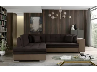 NABBI Pescara L rohová sedačka s rozkladom tmavohnedá / hnedá