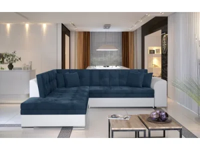 NABBI Pescara L rohová sedačka s rozkladom tmavomodrá / biela