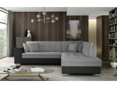 NABBI Pescara P rohová sedačka s rozkladom svetlosivá / čierna