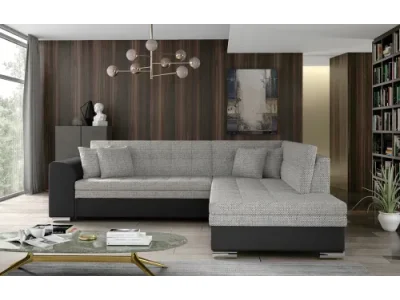 NABBI Pescara P rohová sedačka s rozkladom sivá / čierna