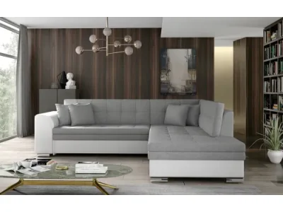 NABBI Pescara P rohová sedačka s rozkladom svetlosivá / biela