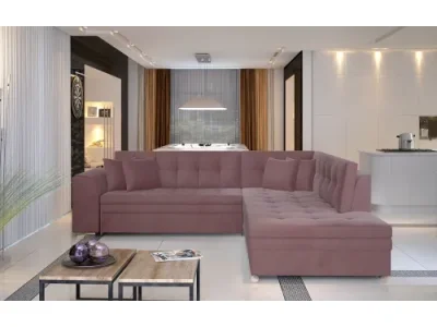 NABBI Pescara P rohová sedačka s rozkladom ružová (Velvet Mat 63)