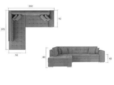 Detail produktu NABBI Pescara P rohová sedačka s rozkladom ružová (Velvet Mat 63)