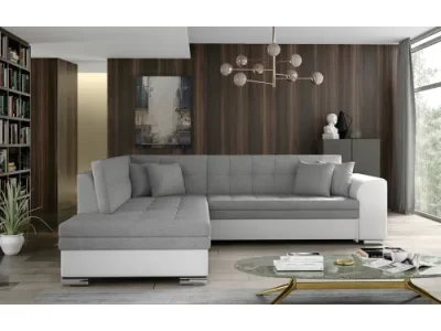 NABBI Pescara L rohová sedačka s rozkladom svetlosivá / biela