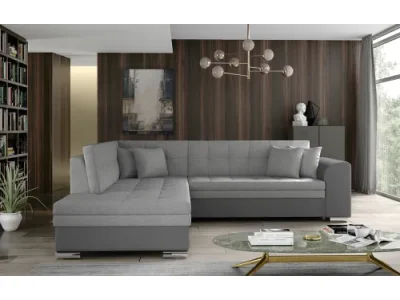 NABBI Pescara L rohová sedačka s rozkladom svetlosivá / sivá