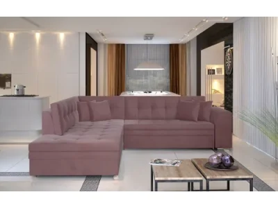 NABBI Pescara L rohová sedačka s rozkladom ružová (Velvet Mat 63)